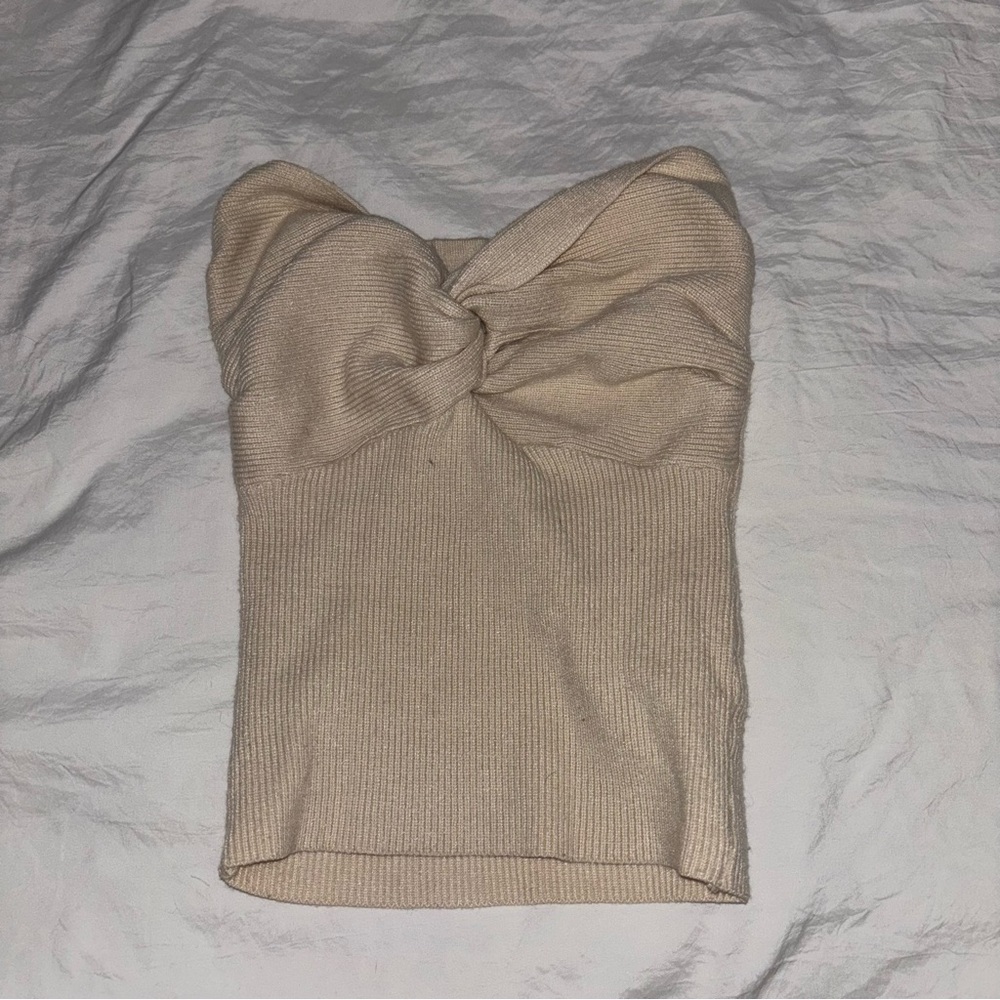 Beige Knitted Tube Top